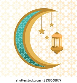 ramadan kareem golden crescent moon