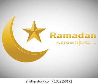 Ramadan kareem with golden luxurious crescents and star,template islamic ornate greeting card vector