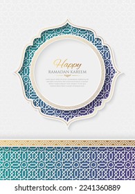 Ramadan Kareem Golden Luxury Islamic Social Media Post with Arabic Style Pattern and Photo Frame