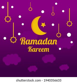 Ramadan kareem golden moon simple illustration