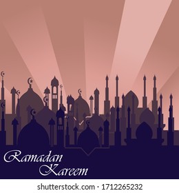 Ramadan Kareem Gradient Mosque background illustration Islamic