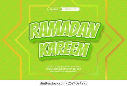 Ramadan kareem green 3d text effect , font editable, typography, vector template