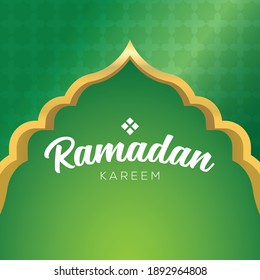 Ramadan Kareem Green And Gold Dome Vector Illustration With Text Space