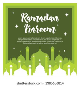 Ramadan kareem green square banner template vector.