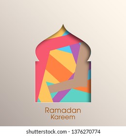 Ramadan Kareem greeting with Arabic  window for the Muslim festival occasion.