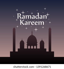 Ramadan Kareem greeting background. illustration of mosque with smooth gradient coloring. 