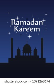 Ramadan Kareem greeting background. illustration of mosque with smooth gradient coloring. 