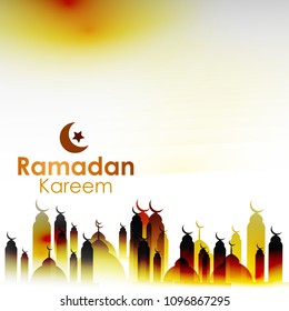 Ramadan Kareem greeting background islamic symbol crescent with arabic pattern.