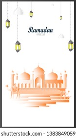 Ramadan Kareem greeting background Islamic vector design. Arabic calligraphy which means ''Ramadan Kareem '' - Vector