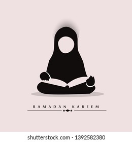 Ramadan Kareem greeting background islamic symbol crescent with arabic pattern - Vector
