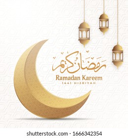 Ramadan Kareem Greeting Background Islamic With Moon And Lantern
