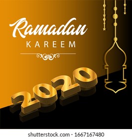 Fondo de bienvenida Ramadan Kareem islamic con color de gradiente dorado