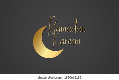 Ramadan Kareem greeting background islamic symbol crescent with arabic pattern - line calligraphy and lantern