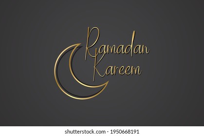 Ramadan Kareem greeting background islamic symbol crescent with arabic pattern - line calligraphy and lantern