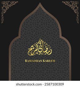 Ramadan kareem greeting background islamic design with arabic calligraphy