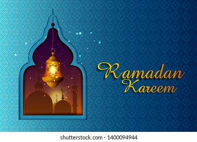 Ramadan Kareem greeting background for Muslim festival Eid celebration. Vector illustration