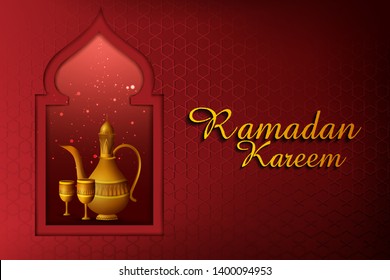 Ramadan Kareem greeting background for Muslim festival Eid celebration. Vector illustration