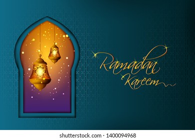 Ramadan Kareem greeting background for Muslim festival Eid celebration. Vector illustration