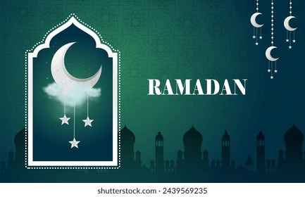 Ramadan Kareem greeting background for Muslim festival Eid celebration. Vector illustration