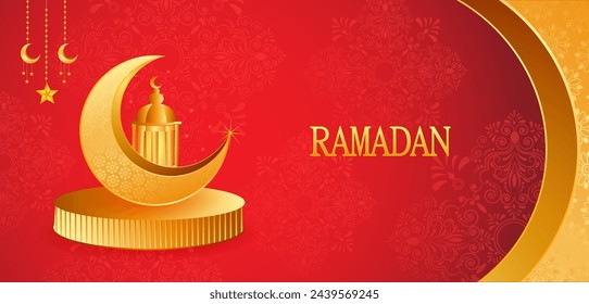 Ramadan Kareem greeting background for Muslim festival Eid celebration. Vector illustration