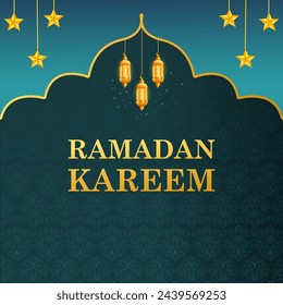 Ramadan Kareem greeting background for Muslim festival Eid celebration. Vector illustration