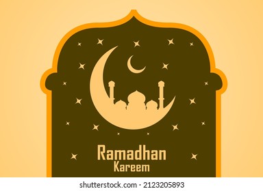 ramadan kareem greeting background orange color. design for templates.