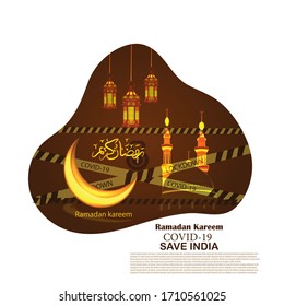Ramadan Kareem greeting background for SAVE COVID-19(Coronavirus).