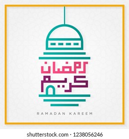 ramadan kareem greeting background with trendy arabic geometric chaligraphy and morrocco style pattern 
