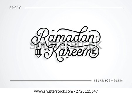 Ramadan Kareem Greeting Background Typography Isolated Design Element. Ramadan Month Celebration.