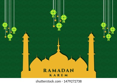 Ramadan Kareem Greeting Background. Vector Illustration for greeting card, poster and banner.