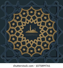 Ramadan Kareem greeting banner template - islamic design with arabic pattern
