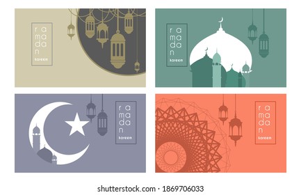 Ramadan kareem greeting card. Background set of card