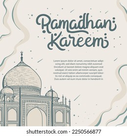 Ramadan Kareem Greeting Card Background Illustration