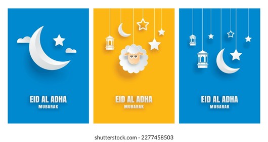 Ramadan kareem greeting card background. Eid mubarak paper art banner illustration design.