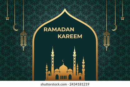 Ramadan Kareem Greeting Card Background Vector Illustration.