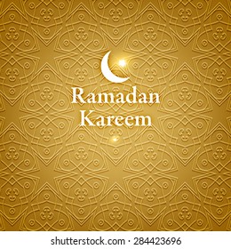 Ramadan Kareem. Ramadan Greeting Card Background. Muslim Seamless Pattern. Holiday Design.