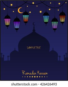 Ramadan Kareem Greeting card or background. Vector illustration.