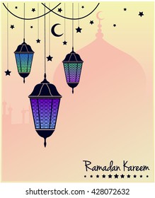 Ramadan Kareem Greeting card or background. vector illustration.