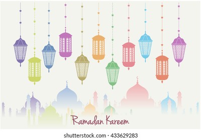 Ramadan Kareem greeting card or background. vector illustration.