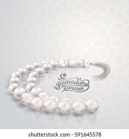 Ramadan Kareem greeting card background islamic vector illustration pearl prayer bead