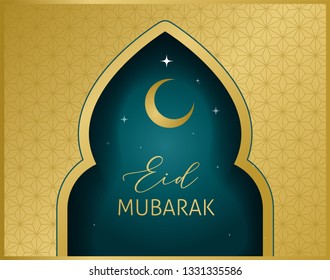 Ramadan kareem greeting card and banner. Islamic lantern on moon abd stars background. Vector illustration