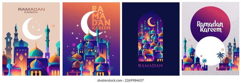Ramadan Kareem greeting card or banner vector illustration of lantern Fanus. the Muslim feast of the holy month of Ramadan Kareem. Translation from Arabic: Generous Ramadan mosque, crescent wallpaper