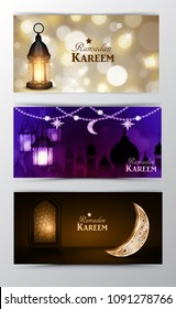 Ramadan Kareem greeting card banners set
