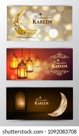 Ramadan Kareem greeting card banners set