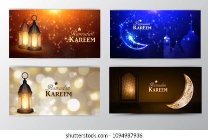 Ramadan Kareem greeting card banners set