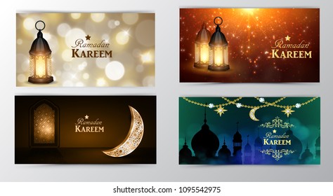 Ramadan Kareem greeting card banners set