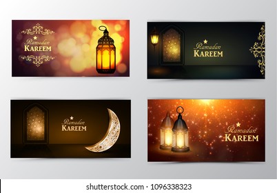 Ramadan Kareem greeting card banners set