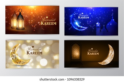 Ramadan Kareem greeting card banners set
