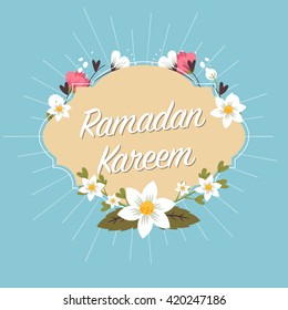 Ramadan Kareem greeting card. Color-themed pop art floral illustration - vector 