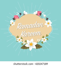 Ramadan Kareem greeting card. Color-themed pop art floral illustration - vector 